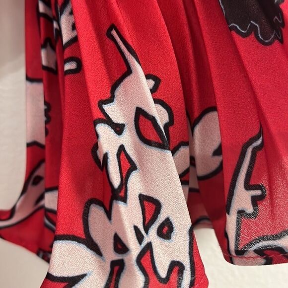 Self Portrait off shoulder pleated floral pattern mini dress - size 2 - Picture 4 of 12